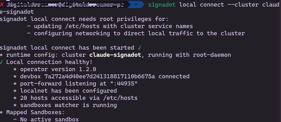 Local connect healthy output