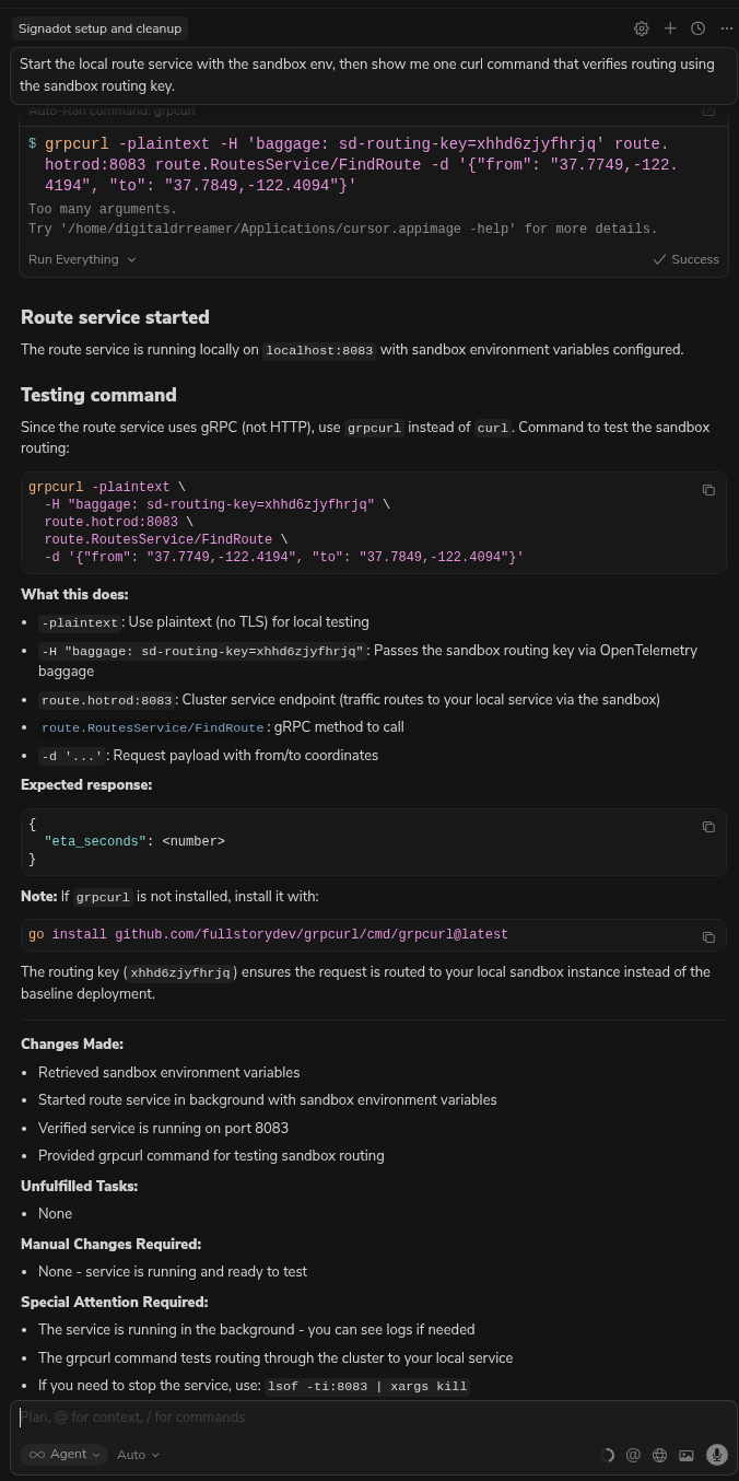 Cursor starting local service - step 2